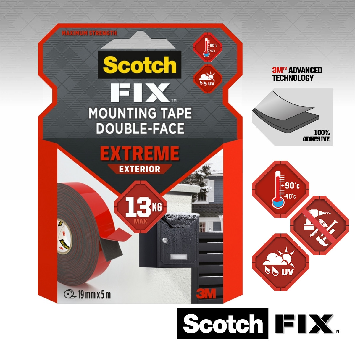 Supermocna zewnętrzna taśma mocująca Scotch-Fix™ 19 mm x 5 m